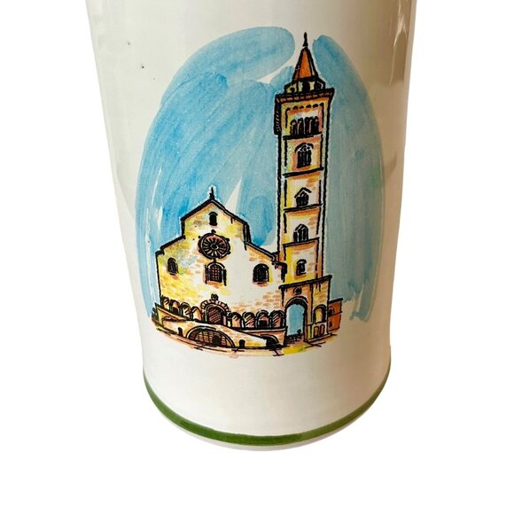 SET 2 VTG Galantino Extra Virgin Olive Oil Jug RARE TRANI CATHEDRAL + Olio-Empty - Picture 7 of 16